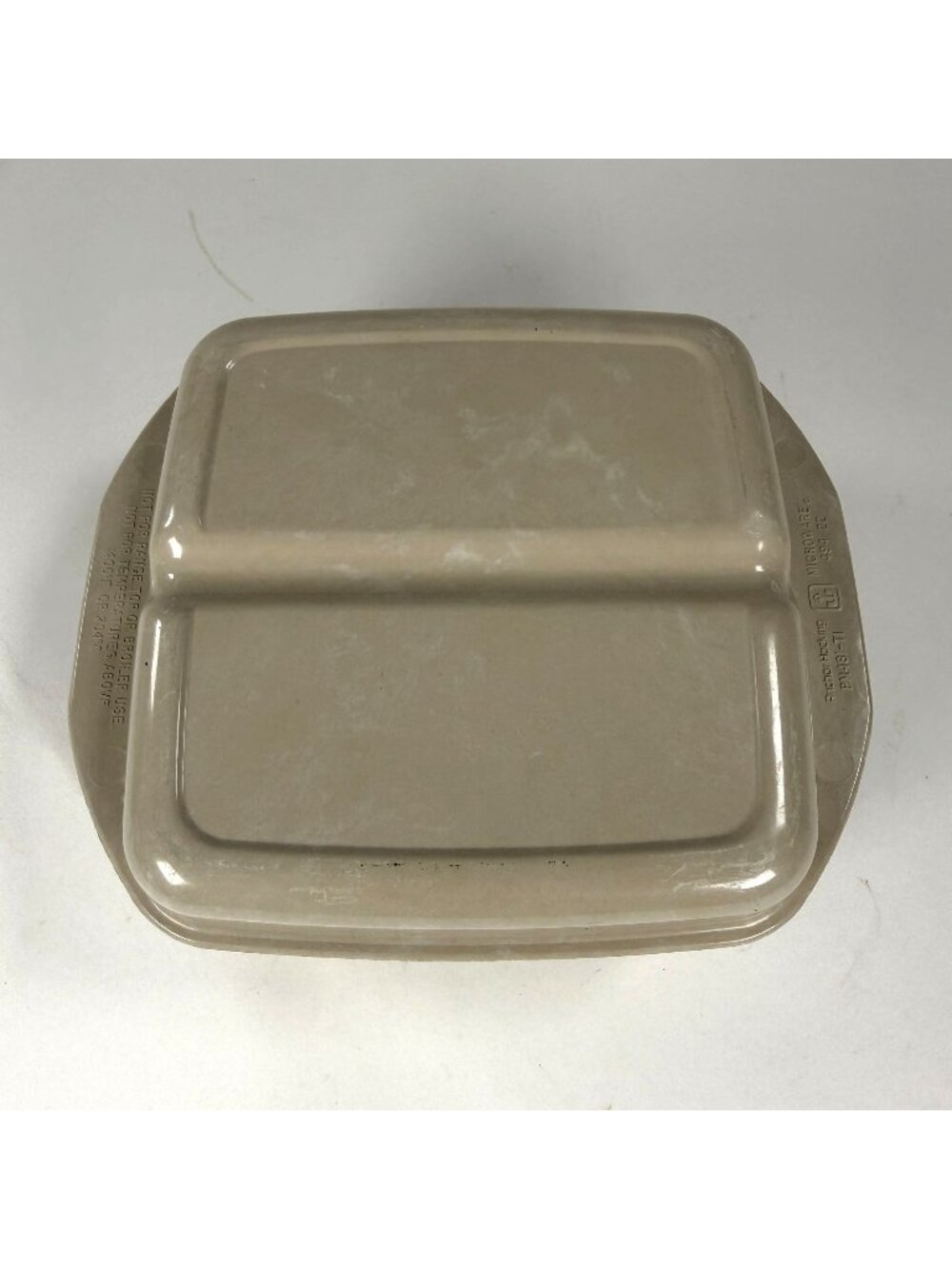 Anchor Hocking Microware Divided Square Serving Trays Beige USA Durable Vintage